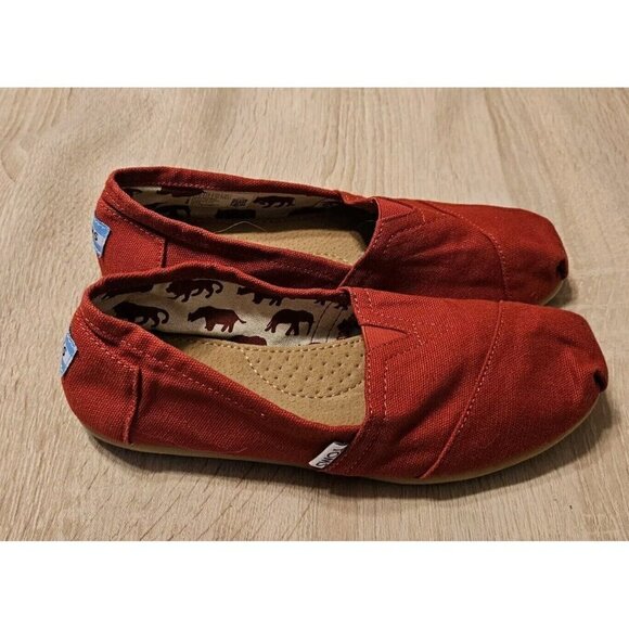 TOMS Classic Slip On Ballet Flats Red Women’s Size 7.5 - Picture 2 of 7